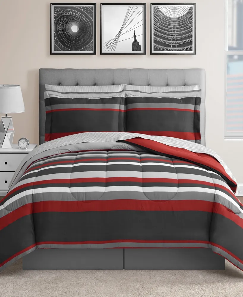 Austin Stripe/Solid Reversible 8 Pc. Comforter Set, Created for Macy's