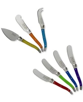 French Home Laguiole Jewel Colors Cheese Knife and Spreader Set, 7 Piece.