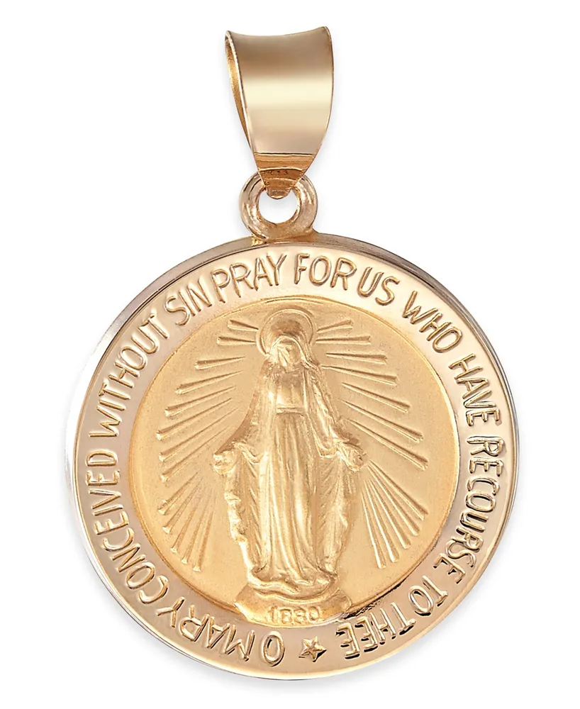 Miraculous Medal Pendant in 14k Yellow Gold