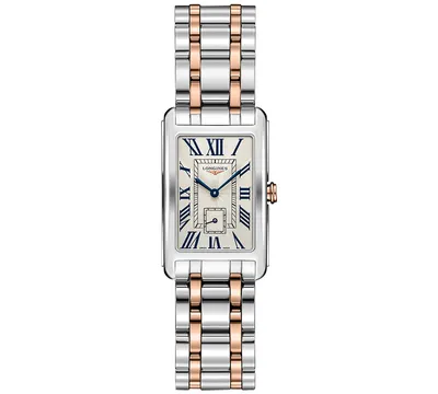 Longines Women's Swiss DolceVita 18K Rose Gold & Stainless Steel Bracelet Watch 23x37mm