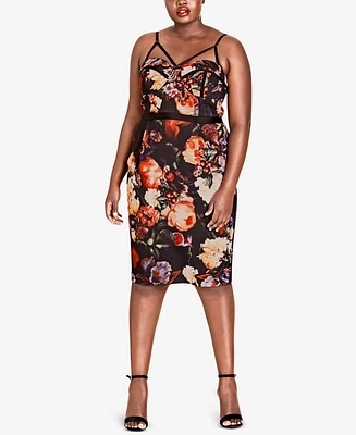 City Chic Trendy Plus Size Strappy Floral-Print Dress