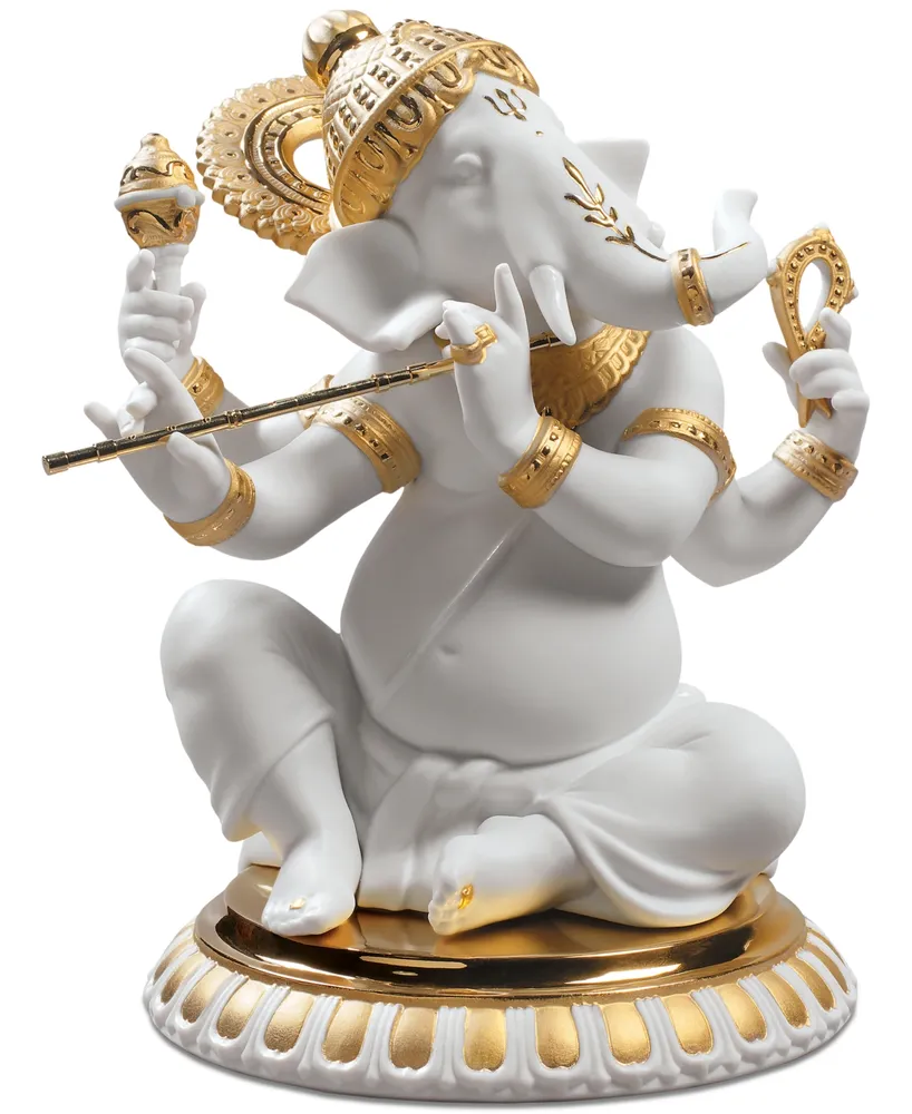 Lladro Bansuri Ganesha Golden Re-Deco Figurine