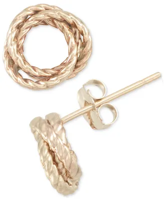 Textured Love Knot Stud Earrings in 10k Gold