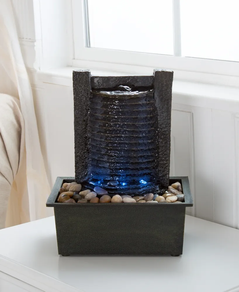 Pure Garden Waterfall Tabletop Fountain with Led Lights