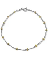 Giani Bernini Beaded Singapore Chain Bracelet in Sterling Silver & 18k Gold-Plate, Created for Macy's - Two
