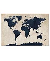 Michael Tompsett 'World Map -Navy' Canvas Art - 32" x 22"