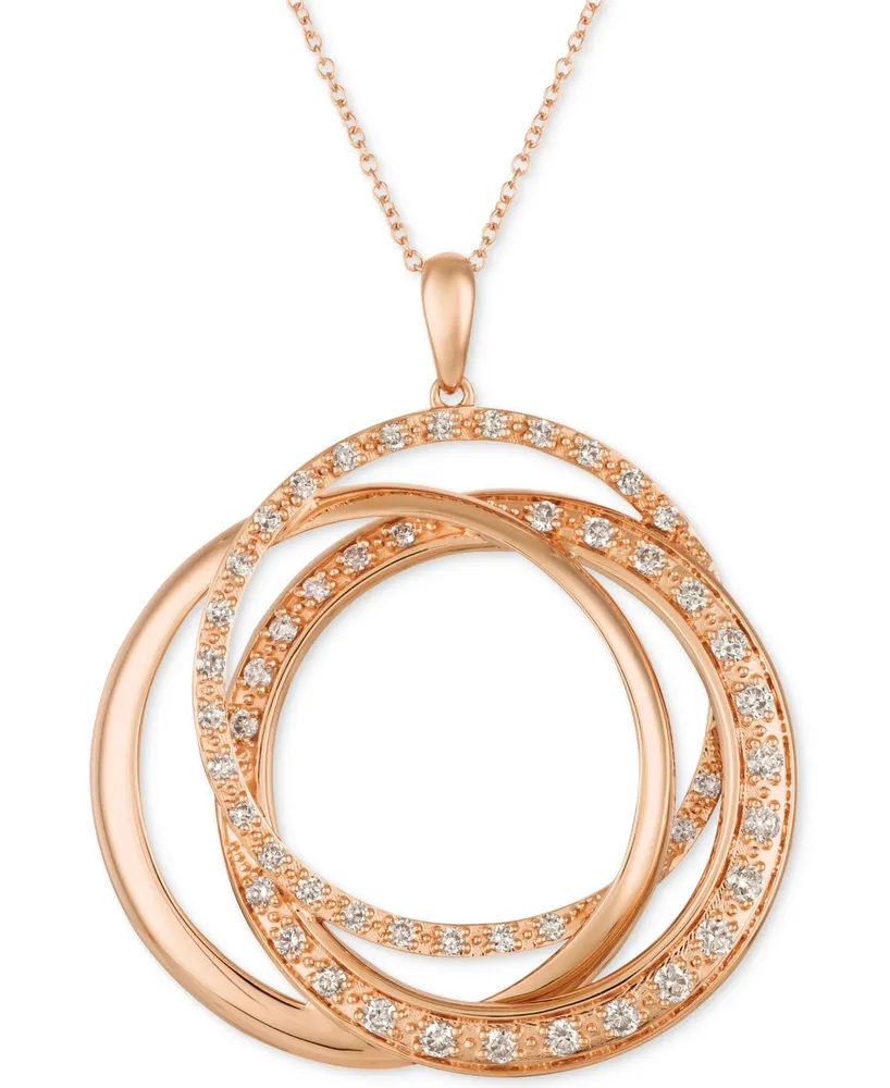 Le Vian Strawberry & Nude Diamond Interlocking Rings 18" Pendant Necklace (1 ct. t.w.) 14k Rose, Yellow or White Gold