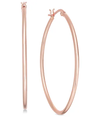 And Now This Large Rose Gold Plated Polished Oval Medium Hoop Earrings , 2"