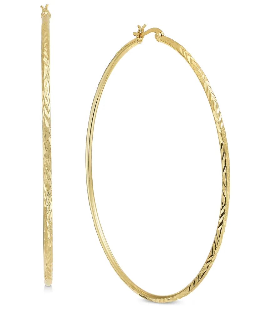 And Now This Extra Large Gold Plated Textured Large Hoop Earrings