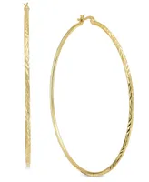 And Now This Extra Large Gold Plated Textured Large Hoop Earrings