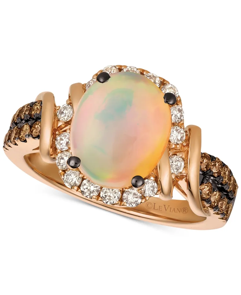 Le Vian Chocolate & Nude Neopolitan Opal (7/8 ct. t.w.) & Diamond (5/8 ct. t.w.) Ring in 14k Rose Gold