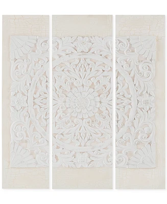 Madison Park Mandala White 3-Pc. 3D Embellished Canvas Wall Art Set