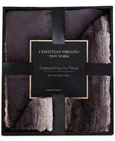 Christian Siriano Ny 60" x 70" Black Ombre Luxury Faux Fur Filled Throw with Gift Box