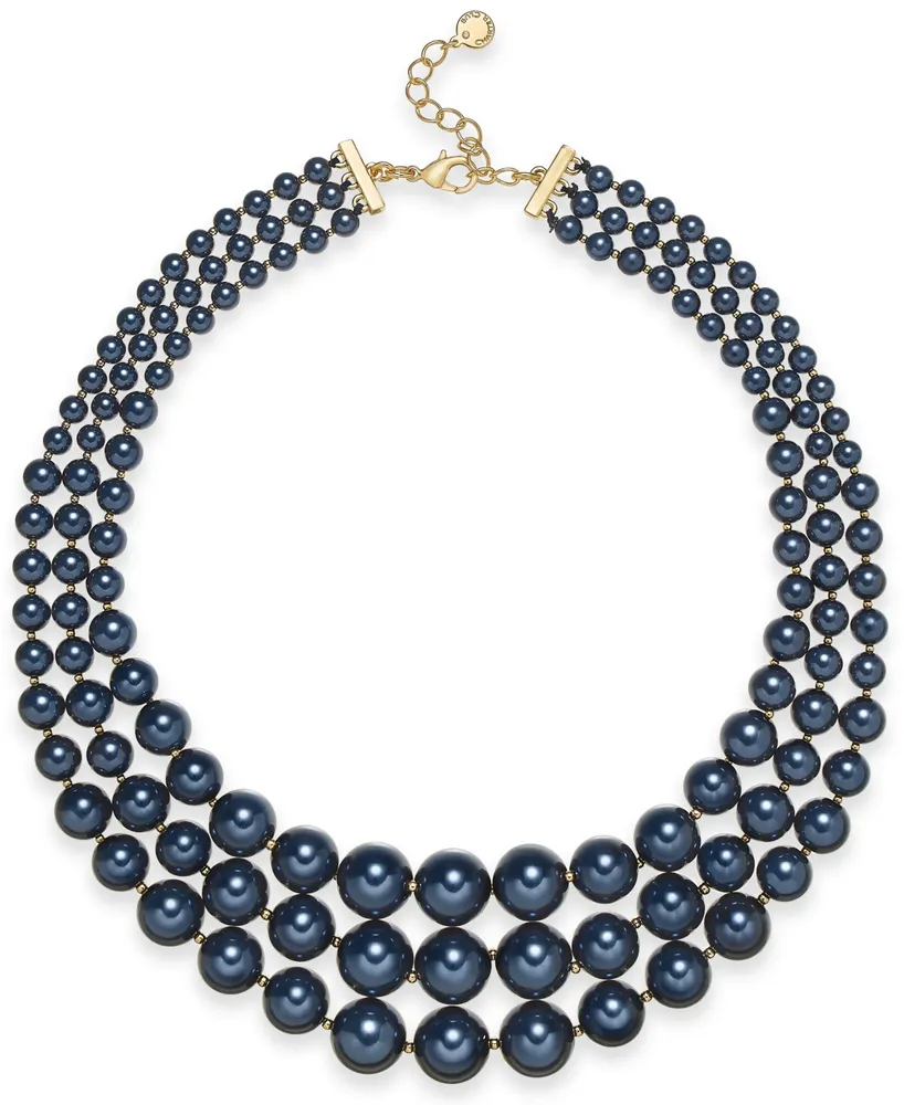 Charter Club Imitation Pearl Three-Row Collar Necklace