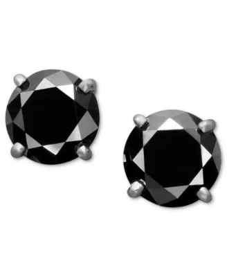 Black Diamond Stud Earrings 1 To 2 Ct. T.W. In 14k White Gold