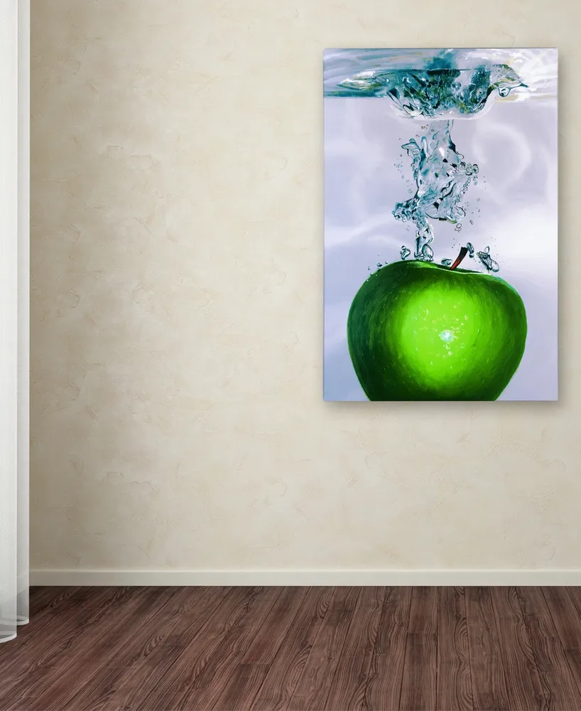 Roderick Stevens 'Apple Splash Ii' 22" x 32" Canvas Art Print