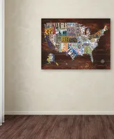 Masters Fine Art 'Usa License Plate Map on Wood' Canvas Art