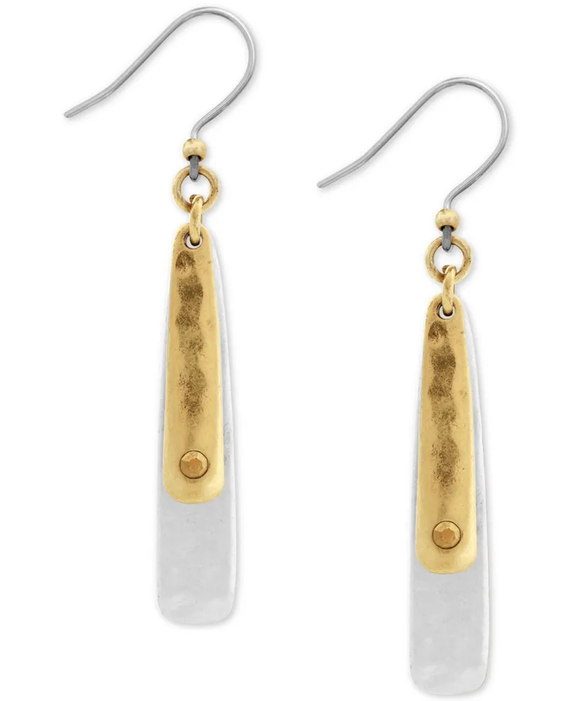 Lucky Brand Two-Tone Double-Layer Linear Drop Earrings - Two