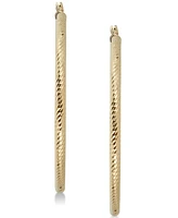 Italian Gold Textured Hoop Earrings in 14k Gold, 50mm, Made in Italy