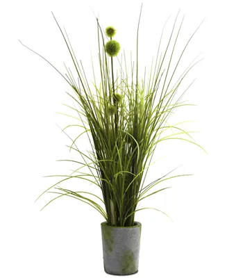 Nearly Natural Grass & Dandelion Artificial Arrangement with Cement Planter