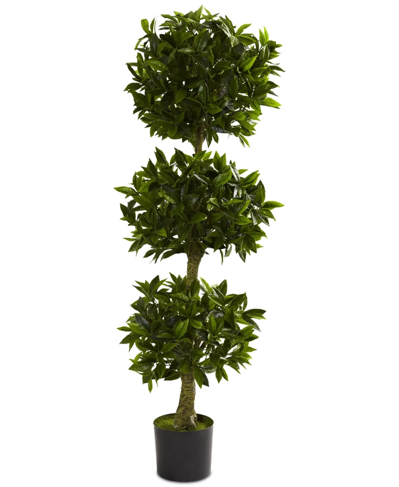 Nearly Natural 5' Artificial Triple Bay Leaf Uv-Resistant Indoor/Outdoor Topiary