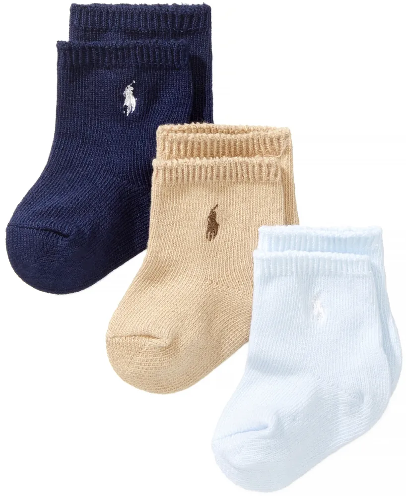 Polo Ralph Lauren Ralph Lauren Baby Boys Embroidered Logo Crew Socks, Pack  of 3