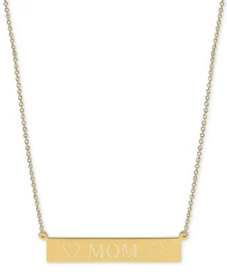 Sarah Chloe Engraved Mom Bar Necklace in 14k Gold-over Silver, 16" + 2" extender (also available in Sterling Silver)