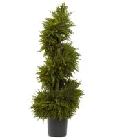 Nearly Natural 43" Cedar Spiral Topiary Lighted Artificial Tree