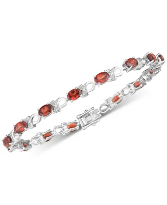 Garnet (7 ct. t.w.) & Diamond Accent Link Bracelet Sterling Silver