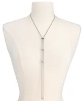 I.n.c. International Concepts Silver-Tone Pave Rondelle Bead Lariat Necklace, 19" + 3" extender, Created for Macy's