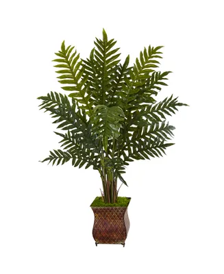 Nearly Natural 4' Evergreen Artificial Plant in Metal Planter