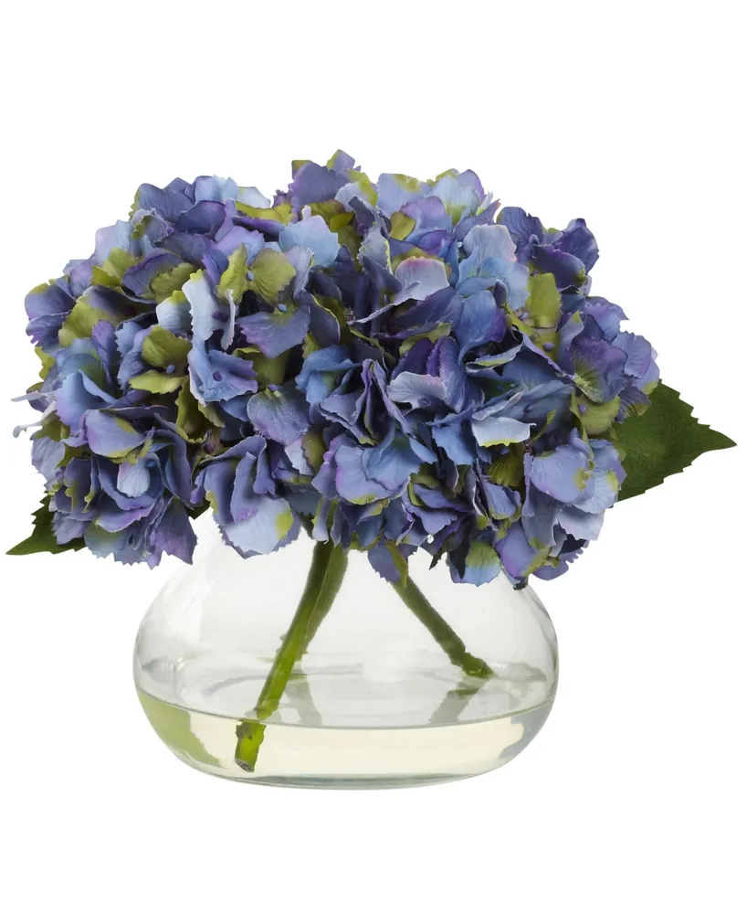 Nearly Natural Blooming Hydrangea Artificial Arrangement in Vase