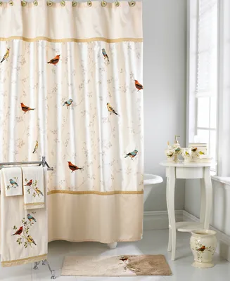 Avanti Gilded Birds Bordered Printed Shower Curtain, 72" x 72"