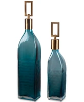 Uttermost Annabella Teal Glass Bottles, Set of 2