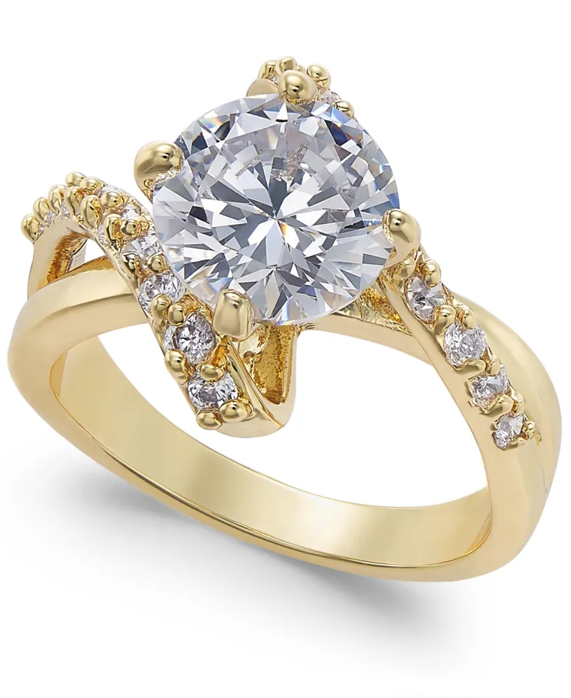 Charter Club Gold Plate Crystal Bypass Ring, Created for Macy's