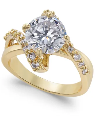 Charter Club Gold Plate Crystal Bypass Ring, Created for Macy's