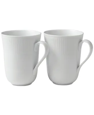 Royal Copenhagen White Fluted Mugs, Set of 2