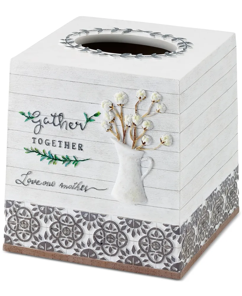 Avanti Modern Farmhouse Rustic Style Resin Tissue Box Cover