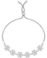 Diamond Accent Snowflake Slider Bracelet in Silver-Plate