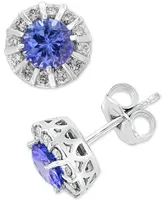 Effy Tanzanite (9/10 ct. t.w.) & Diamond (1/3 Stud Earrings 14k White Gold (Also available Ruby, Emerald Sapphire)