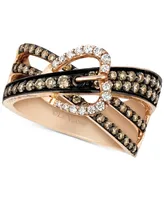 Le Vian Chocolatier Gladiator Weave Diamond Belt Buckle Ring (9/10 ct. t.w.) in 14k Rose Gold