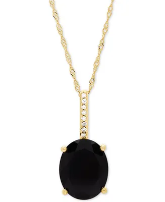 Onyx (10 x 8mm) & Diamond Accent 18" Pendant Necklace in 14k Gold