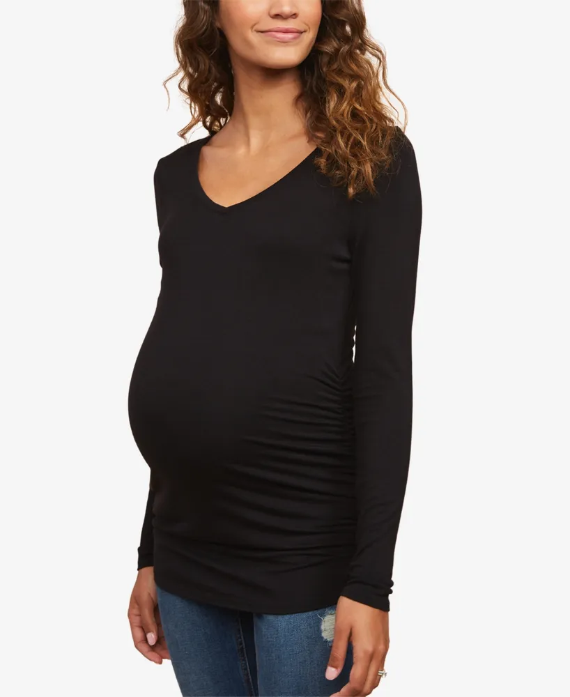 Motherhood Maternity Long Sleeve Side-Ruched T-Shirt