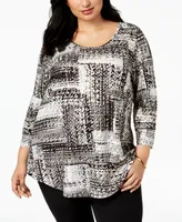 Jm Collection Plus Printed Top, Created for Macy's