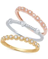 3-Pc. Set Diamond Stacking Rings (3/8 ct. t.w.) 14k Gold, White Gold & Rose