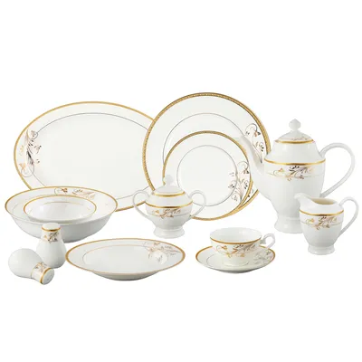 Lorren Home Trends Rosalia 57-pc Dinnerware Set, Service for 8