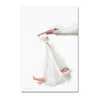 The Macneil Studio 'Stork and Baby' Canvas Art - 19" x 12" x 2"