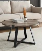 30" Metal Wrap Round Coffee Table - Grey Wash/Black