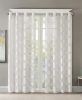 Eden Fretwork Burnout Sheer Window Curtain, white sheer curtains 63 inches long Single Sheer Curtain Panel, Width 50 curtains sheer for Bedroom and Li