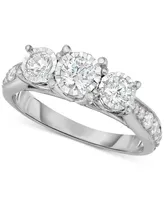 TruMiracle Diamond Three-Stone Ring (1 ct. t.w.) in 14k White, Yellow or Rose Gold